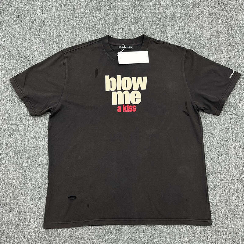 Niche Brand G/R 24ss American Washed Vintage Printed Slogan Short Sleeve T-Shirt Unisex Trend