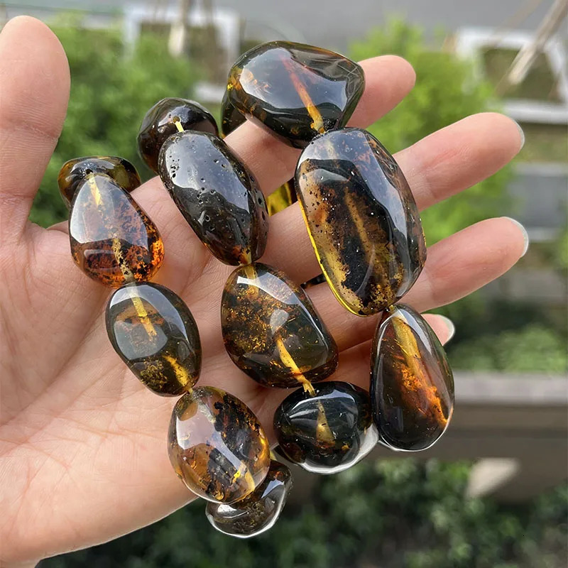 Big Amber Bracelet for Unisex Birthday Unique Handmade Baltic Irregular Plant Diy Beads Accessory Genuine Natural Stone Jewelry 250604