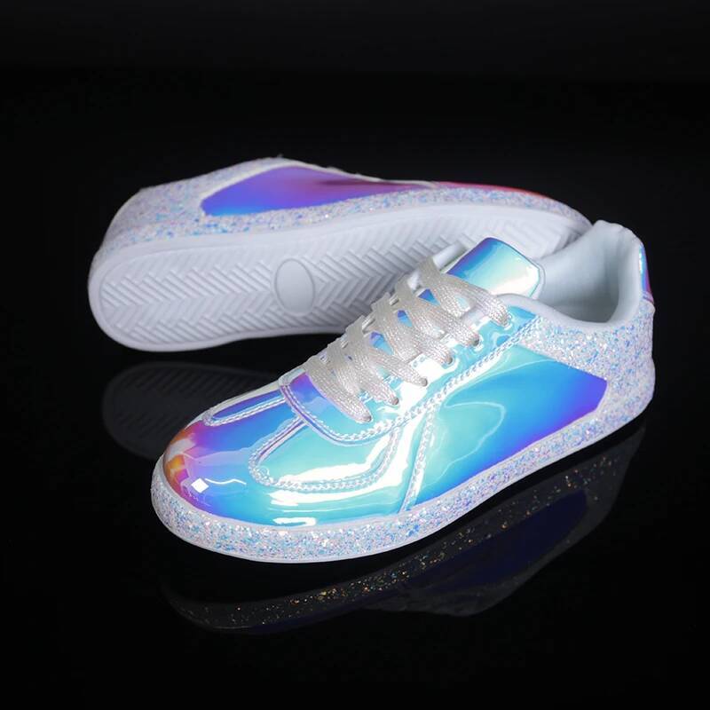 Ddmyoutdoor Women Gold Glitter Shinny Bling Fashion Casual Oxford Shoes Woman Lady Ballet Flats Glossy Sneakers Espadrilles Outdoor Shoes