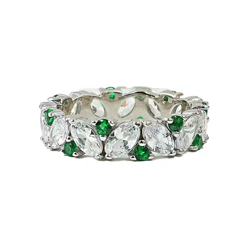 Choucong Elegant Sparkling Wedding Rings Luxury Jewelry Geunine 100% 925 Sterling Silver Marquise Cut White Lab Moissanite Diamond Eternity Lady Brida