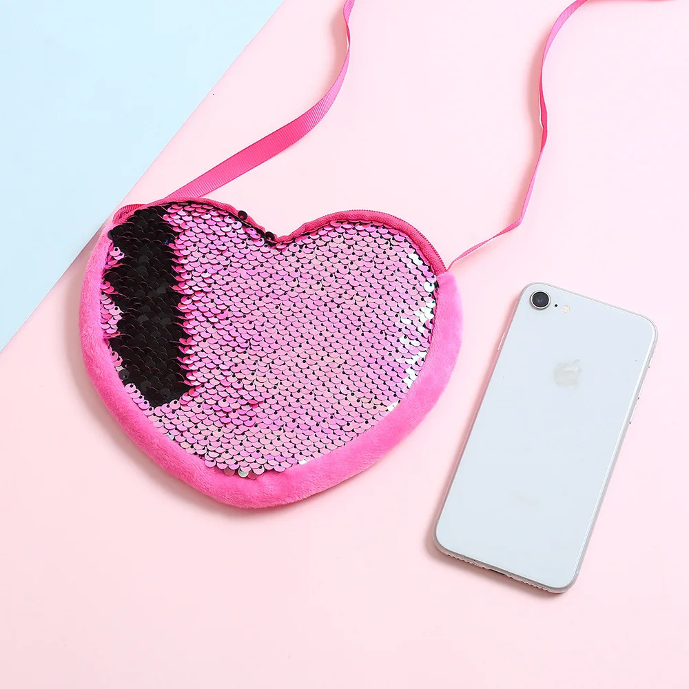 Multi Color Childrens Sequin HeartShaped Crossbody Bag Cute Girl Shoulder Cross Body Gifts 250605