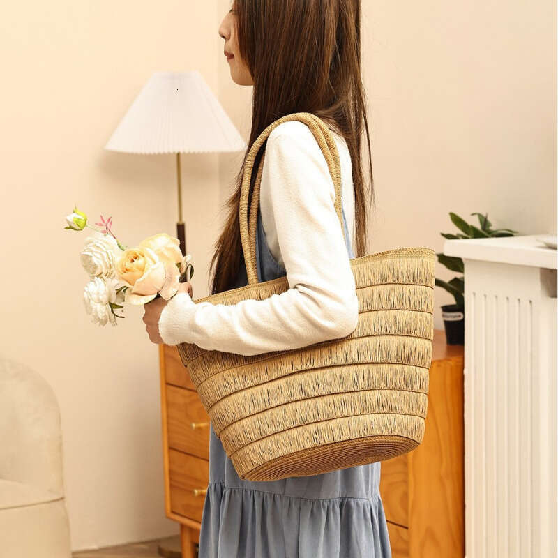 Straw Beach Tote New Straw Woven Fashion Women S Large Capacity Commuter Tote Beach Bag Straw Large Tote
