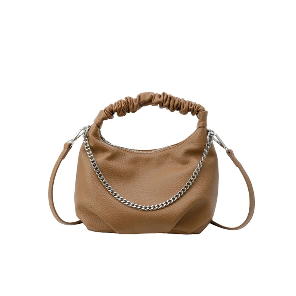 Delicate Texture Chain Soft Crossbody Bag for Ladies Women Zipper Large Capacity Single Shoulder Bags Versatile Commute Packs 250605