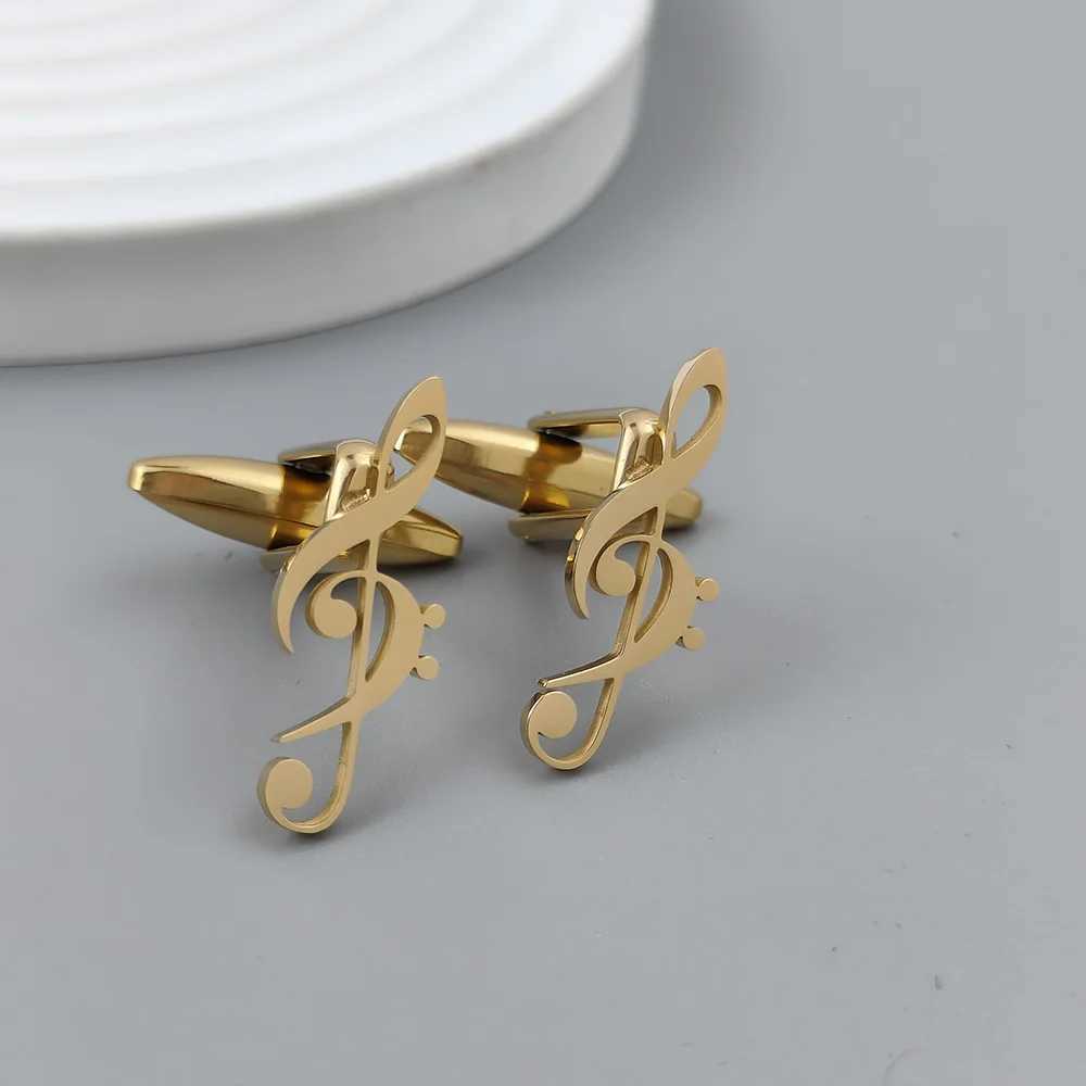 Musical symbol hollow cufflinks gold-plated French shirt cuffs in silver suit accessories black cufflinks mens gifts W250606
