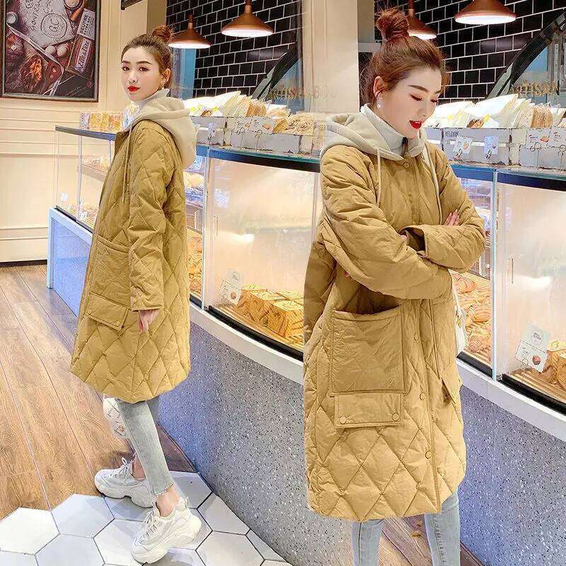 Winter Hooded Long Sleeve Quilted Super Hot Parka Mid-length Cotton Jacket Korean Fashion Coats Warm Snowsuit