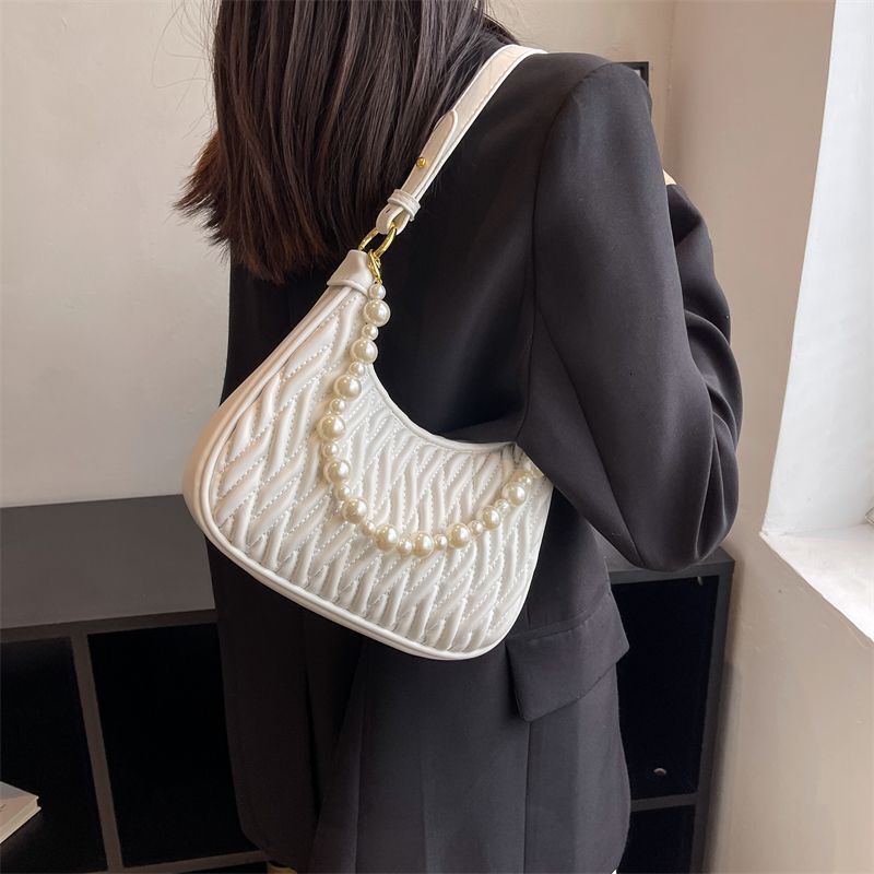 2025 Summer New Women's Bag New Summer White Women's Small Crossbody Bag Handbag Advanced Chain Shoulder Bag Designer Wrinkled Pattern Cross