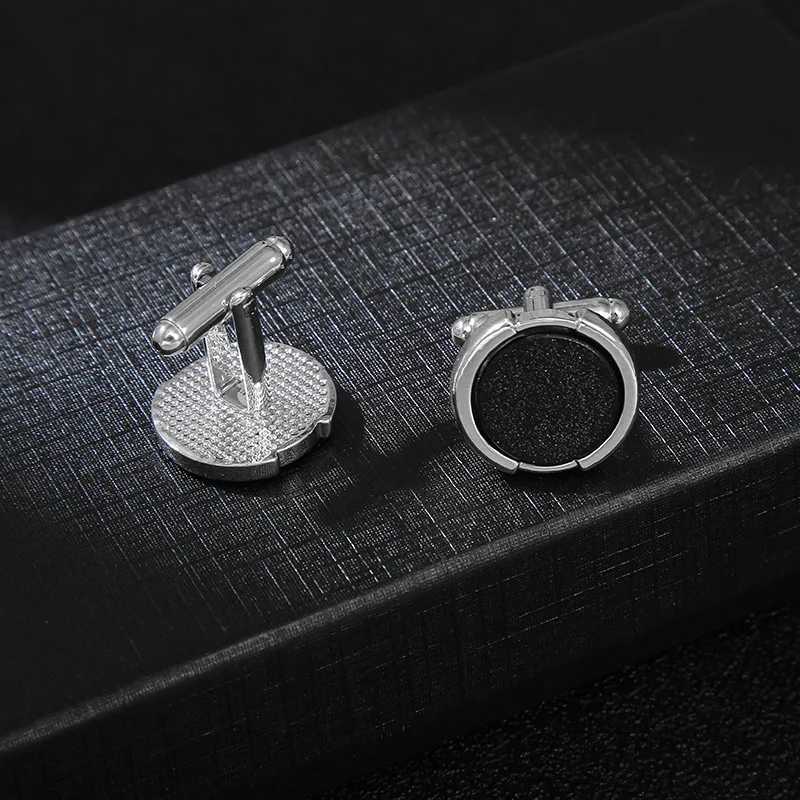 Mens Luxury Black Crystal Cufflinks Fashion Wedding Business Suit Shirt Cufflink High Quality Sleeve Nails Button Male Gifts W250606