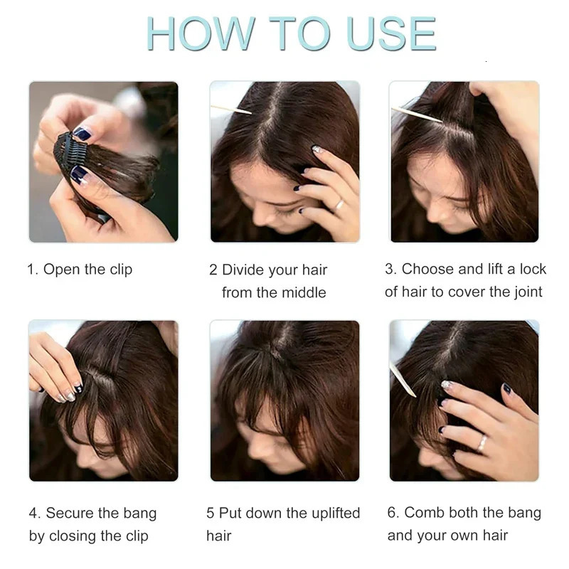 Invisible Air Bangs 100% Human Hair Clip-In Extension Front Fringes Hair Pieces Air Bangs Styling Accessorie for Women 250529