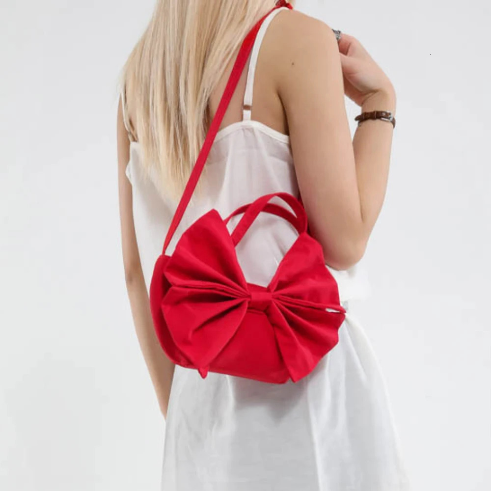 Summer Bow Handbags for Ladies Women Simple Solid Color Buckle Crossbody Bag Party Holiday Commute Shoulder Bags 250605