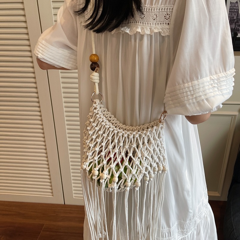 designer bag Fashion Cotton Thread Bag Handmade Tassel Woven Tassel Bag Single Shoulder Crossbody Women's Bag Fresh Style Phone Crossbody Bag