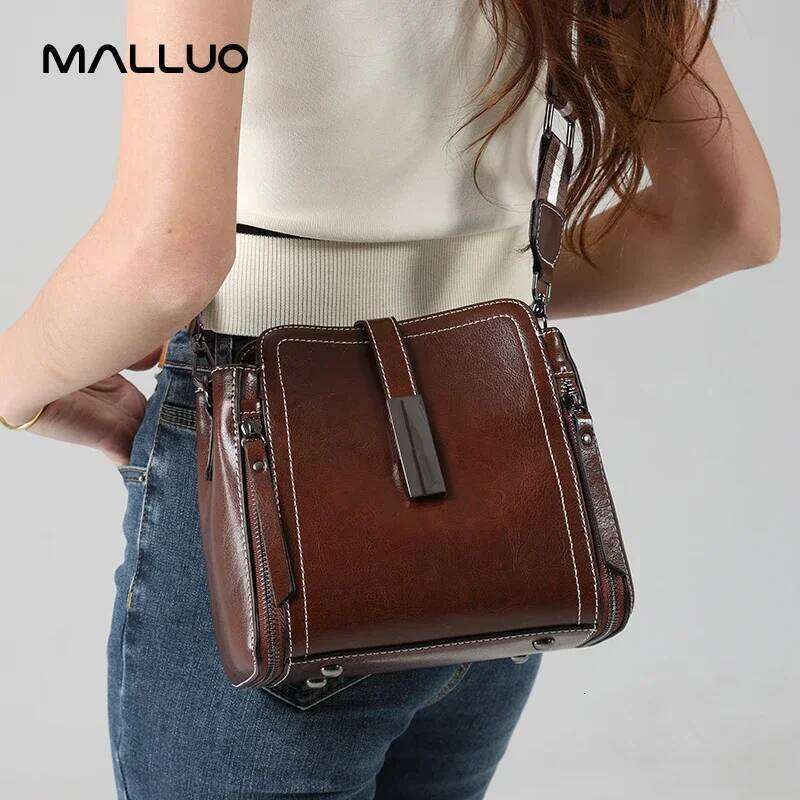 Designer Bags 2025 Women Cow Leather Shoulder Bags Lady Cowhide Designer Handbag Female Fashion Retro Crossbody Bag For Ladies Bucket Totes Luxury Bag