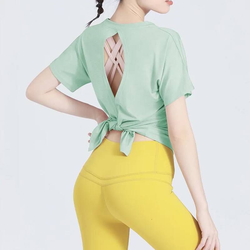2024 fashion Spring Summer New Yoga Clothes Top Short Sleeve Women's Workout Simple Fiess T-shirt Gym Sport Running