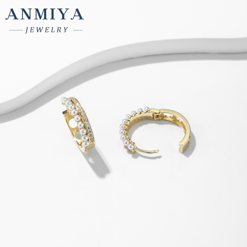 Dainty Vintage 925 Silver Gold Plated Baroque Pearl Earrings Hoop Earring