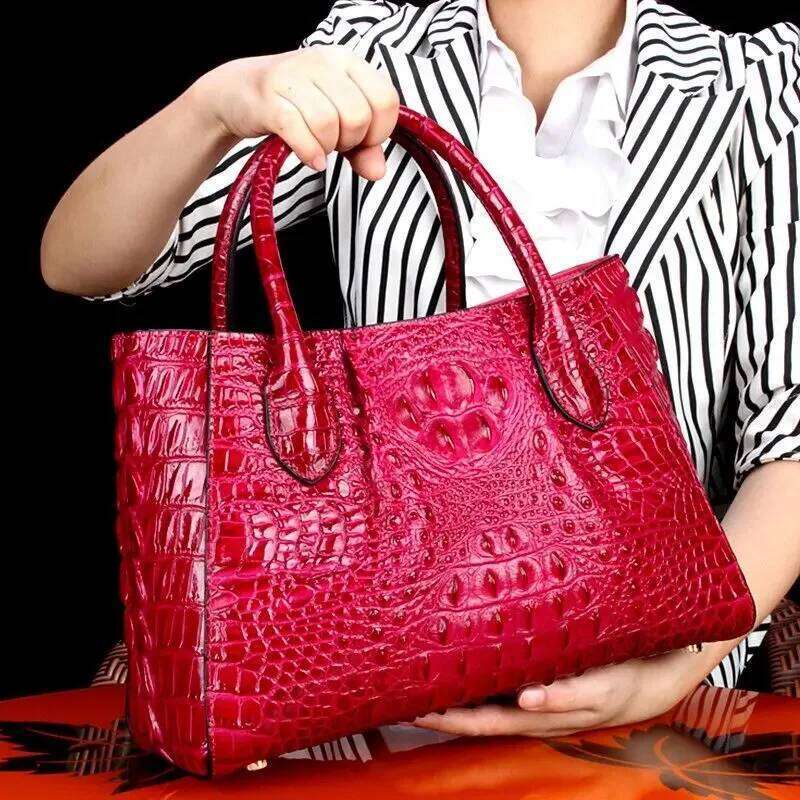 New Fashion Alligator Women Handbags European Designer Cowhide Genuine Leather Shoulder Bags Female Brand Crossbody Bag