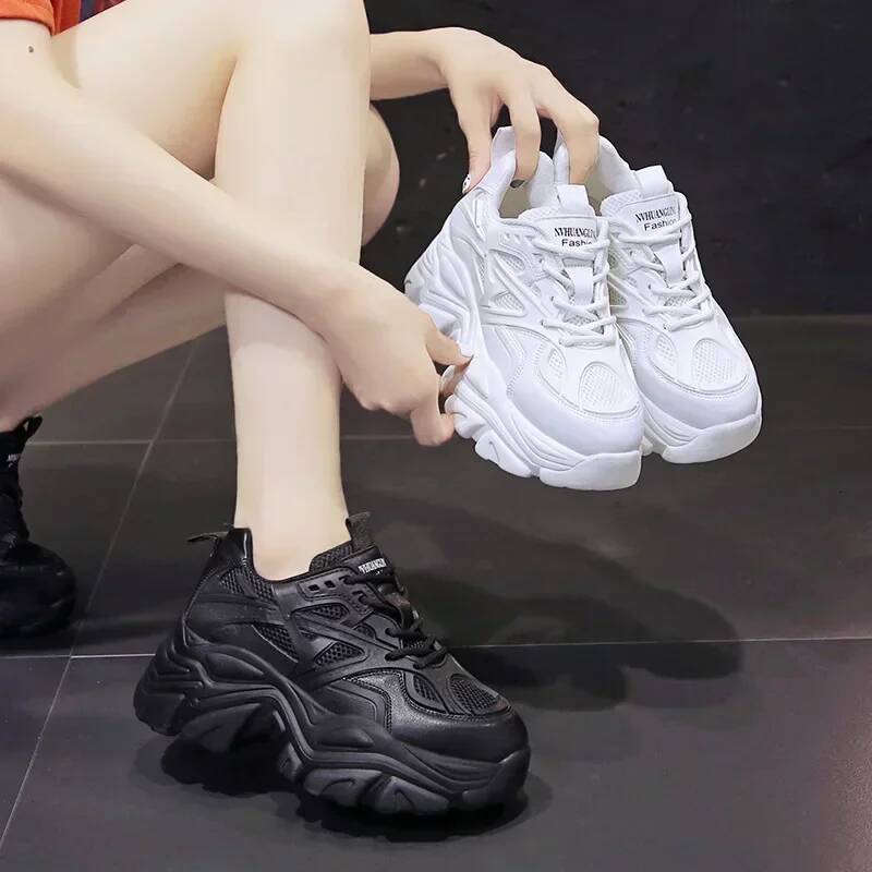 Ddmyoutdoor Summer Platform Shoes Comfortable Lace Up Mesh Sneakers Women S All Match Walking Casual For Outdoor Shoes