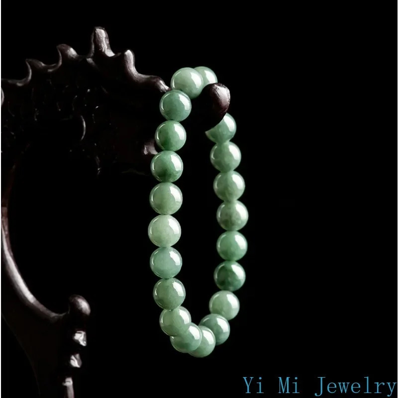 Burmese Jade Bead Bracelets Accessories Charm Gift Green Man Gemstone Jadeite Amulet Women Amulets Real Fashion Natural Jewelry 250604