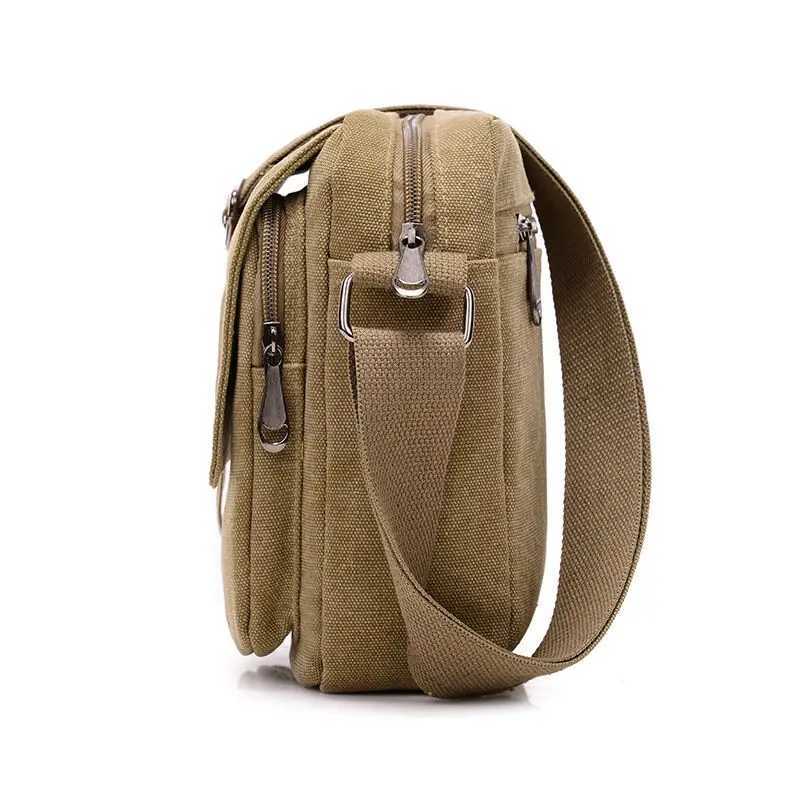 Mens Casual Style Canvas Shoulder Messenger Bags Multi-pocket with lid Handbag Crossbody Flap Bag For Man Business Sling Bag M250606