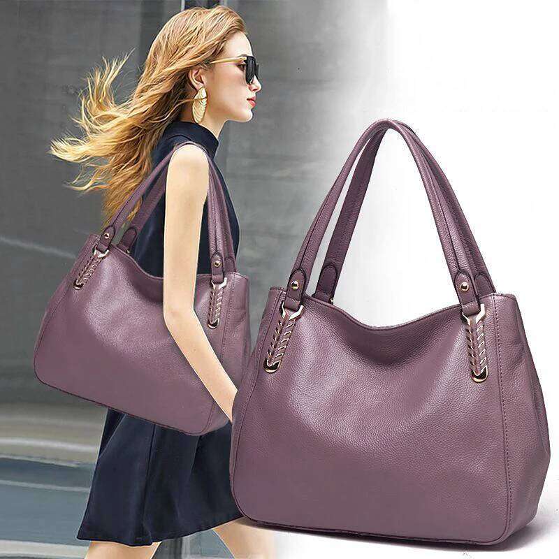 Designer Bag New Women's Tote Bag With Large Capacity And Simple Top Layer Cowhide Handbag