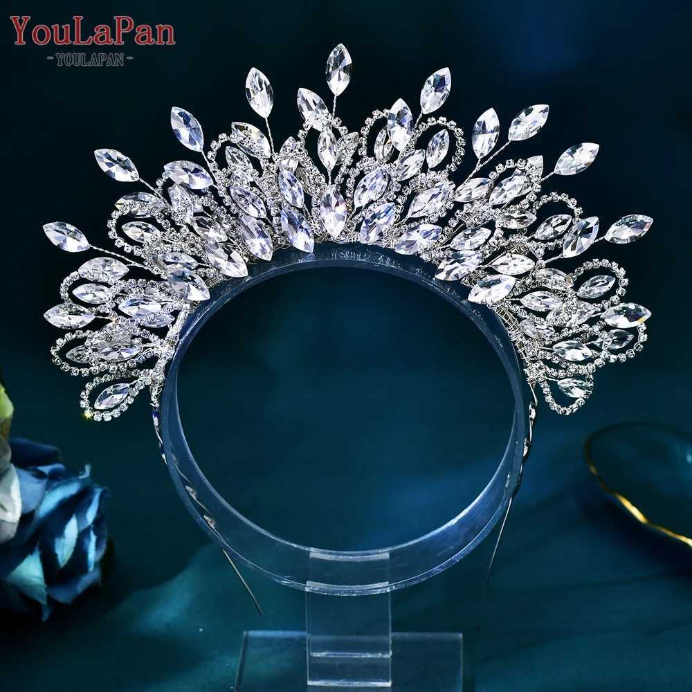 YouLaPan Big Rhinestone Tiara Crown Bridal Wedding Headband Handmade Crystal Head Pieces Woman Banquet Hair Accessories HP616 Z250605