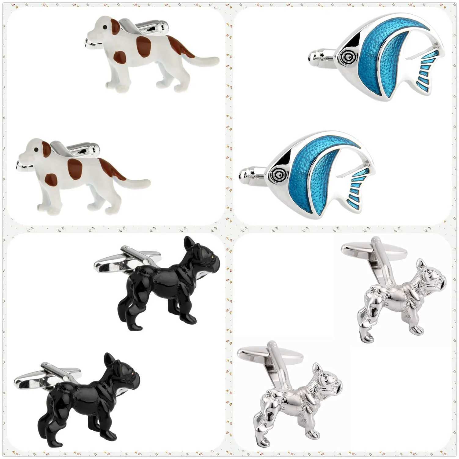4 Styles TZG Fashion Animal Cufflinks Men Cuff Links Dog Fish 1 Pair Shipping W250606