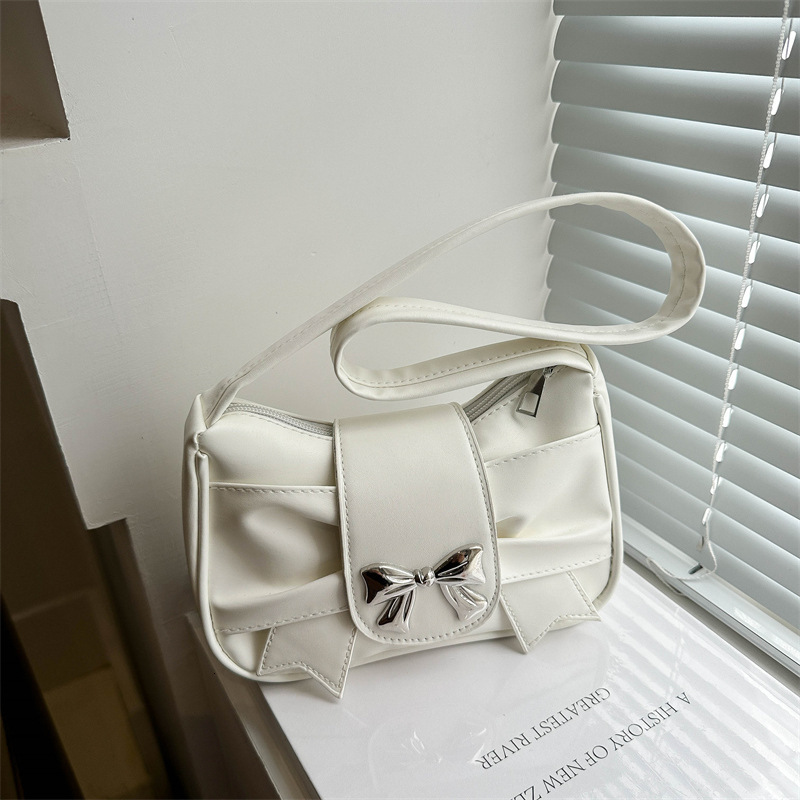 designer Bowknot Trendy Underarm Small Square Bag 2025 New Korean Style Single Shoulder Handbag Women's Bag Foreign Trade Cross-border Dropshippi