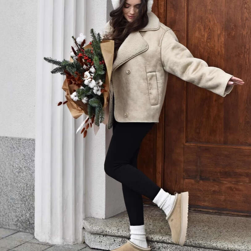 Women's Fashion New Arrival Autumn Winter Shearling Collar Jacket Coat B5