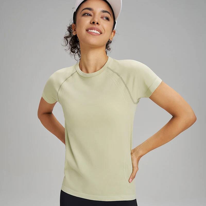 Ten Quick Dry Sports T-Shirt Women's Sweatshirt Breathable Fiess Clothing Solid Color Yoga Short Sleeve Top
