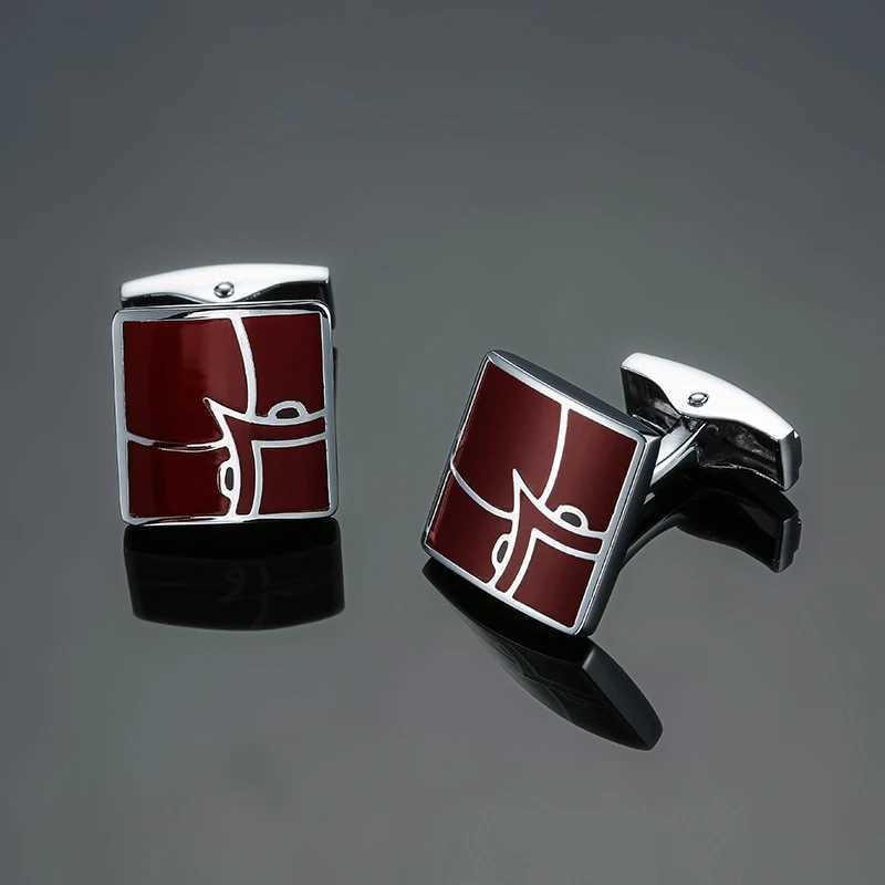 High quality retro patterned red floral cufflinks fashionable French shirt brass material brand designed mens wedding cufflinks W250606