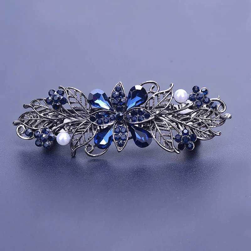 New Korean version sparkling crystal flower spring hairpin retro zircon top clip ponytail elegant female fashion hair accessories Z250605