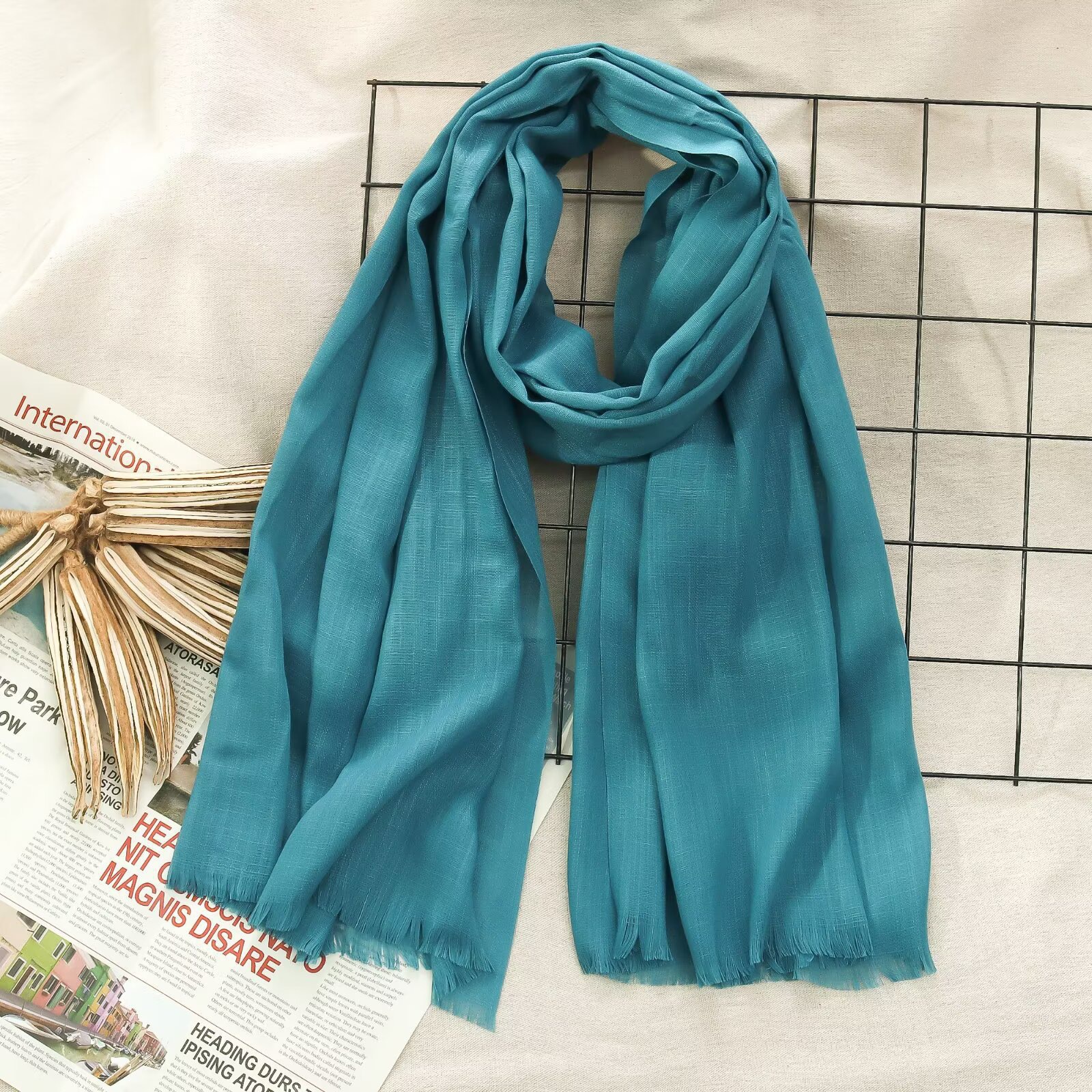 K940 2025 Spring and Autumn New Literary Scarf for Women Cotton Line Japanese and Korean Solid Color Shawl New Product Wholesale Linen Solid Color Sca