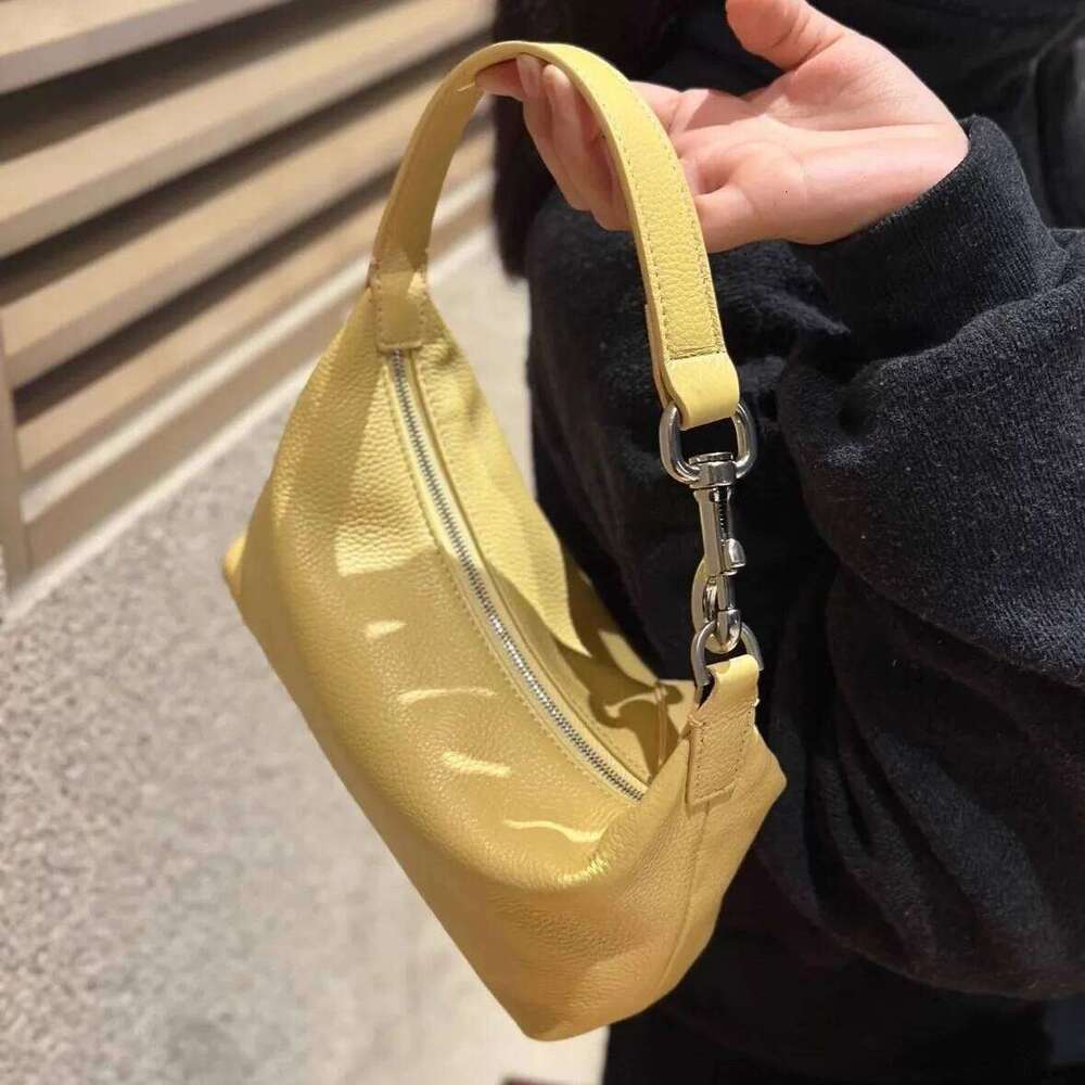Casual Soft PU Leather Handbag Latch Handle Shoulder Bag Yellow Lichee Pattern Cloud Bags For Women 2025 NEW Clutch Flap