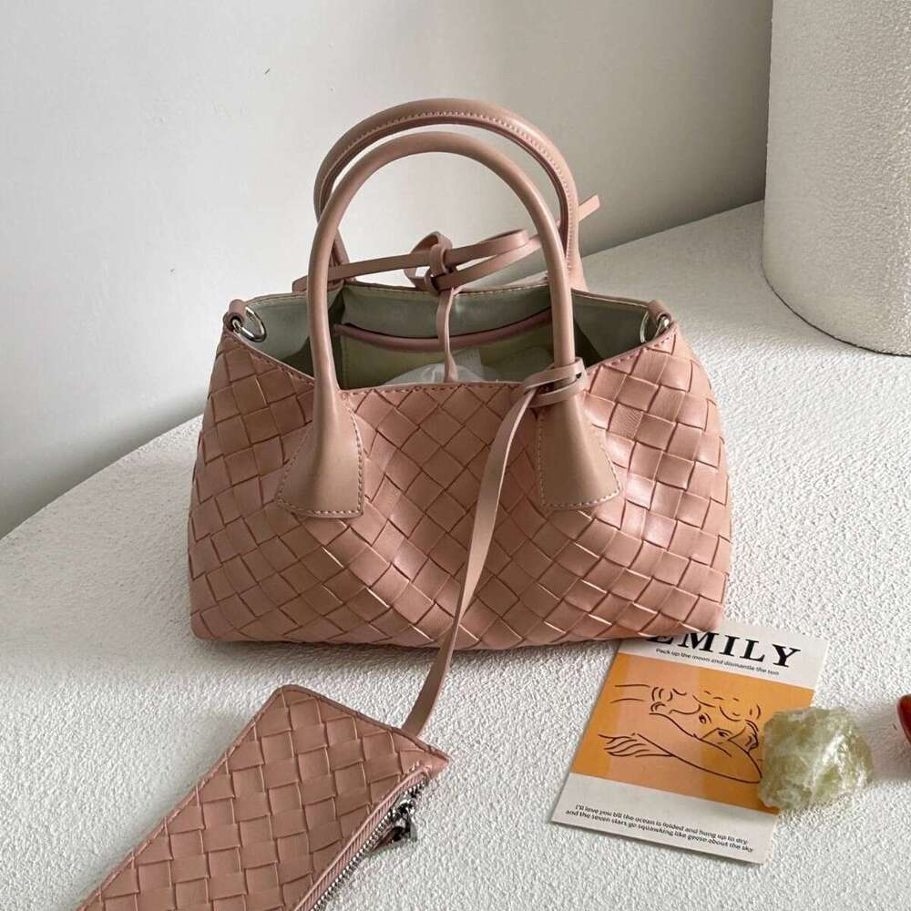 Spring Summer Simple New Design High end Luxury Woven Shoulder Handbag Mother and Child Tote Bag