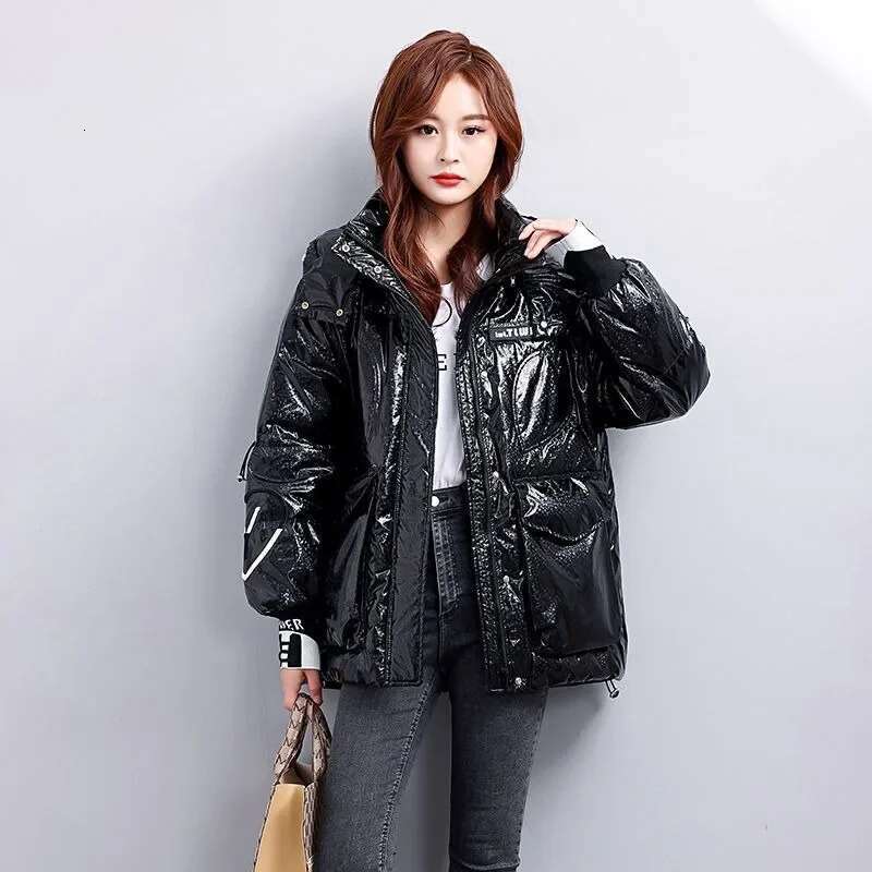 Cotton Short 2025 Down Winter New Loose Thick Hooded Bright Wash in Jacket Outside To Wear Simple Comfort Coat