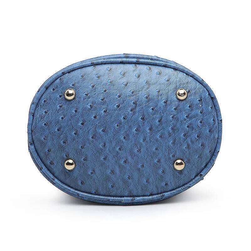 New Fashion Ostrich Pattern Bucket Handbag Designer Women Shoulder High Quality Crossbody Customized Portable Clutch Bag