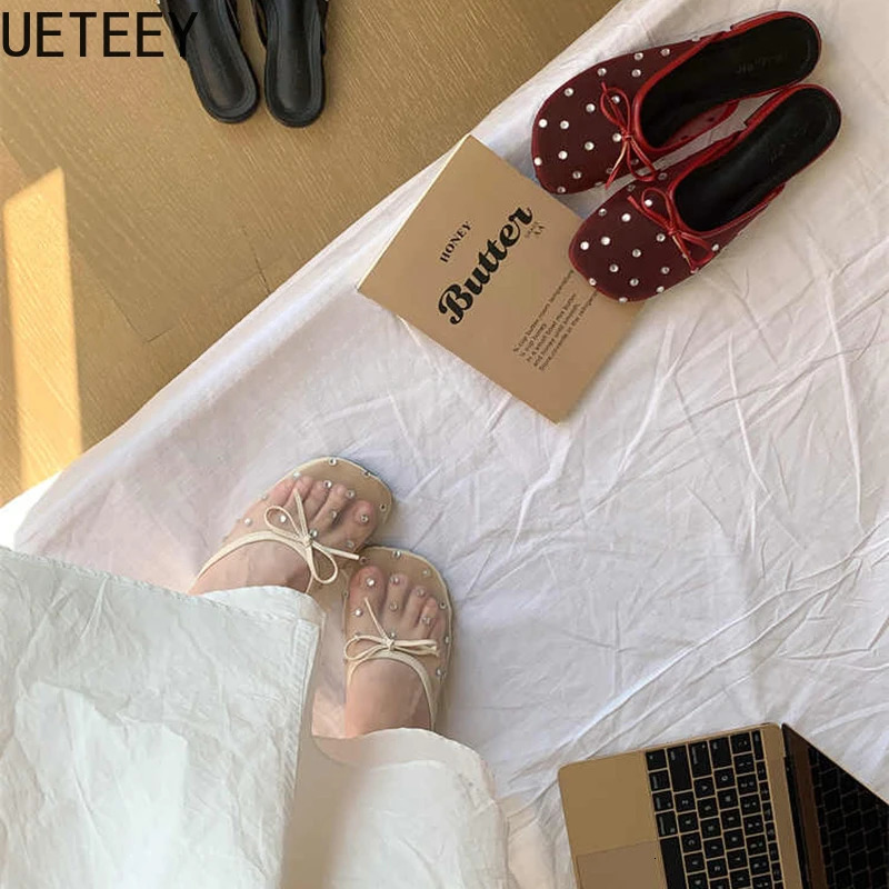 Summer Butterfly-knot Women Mules Slippers Shoes Fashion Cover Toe Shoes Casual Street Style Slides Shoes 250605