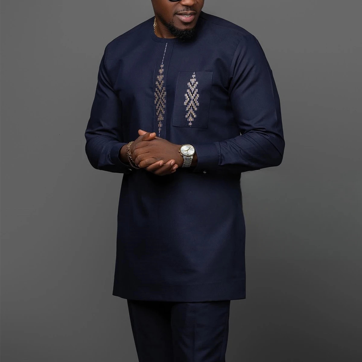 Kaftan African Mens Traditional Suit 2 Piece Long Sleeve Patchwork Top Lounge Pants Suit Holiday Party Mens Suit 250603