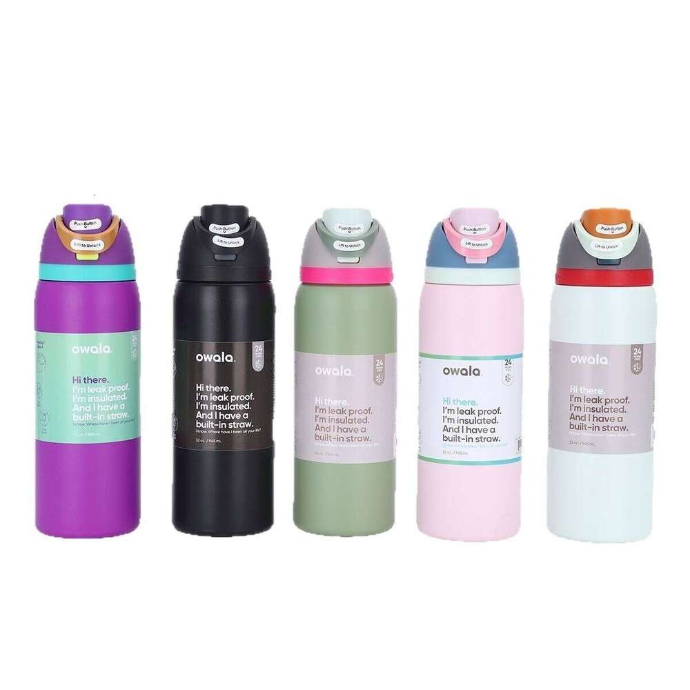 New double-layer vacuum insulated stainless steel water cup, outdoor sports water bottle, portable straw cup, kettle