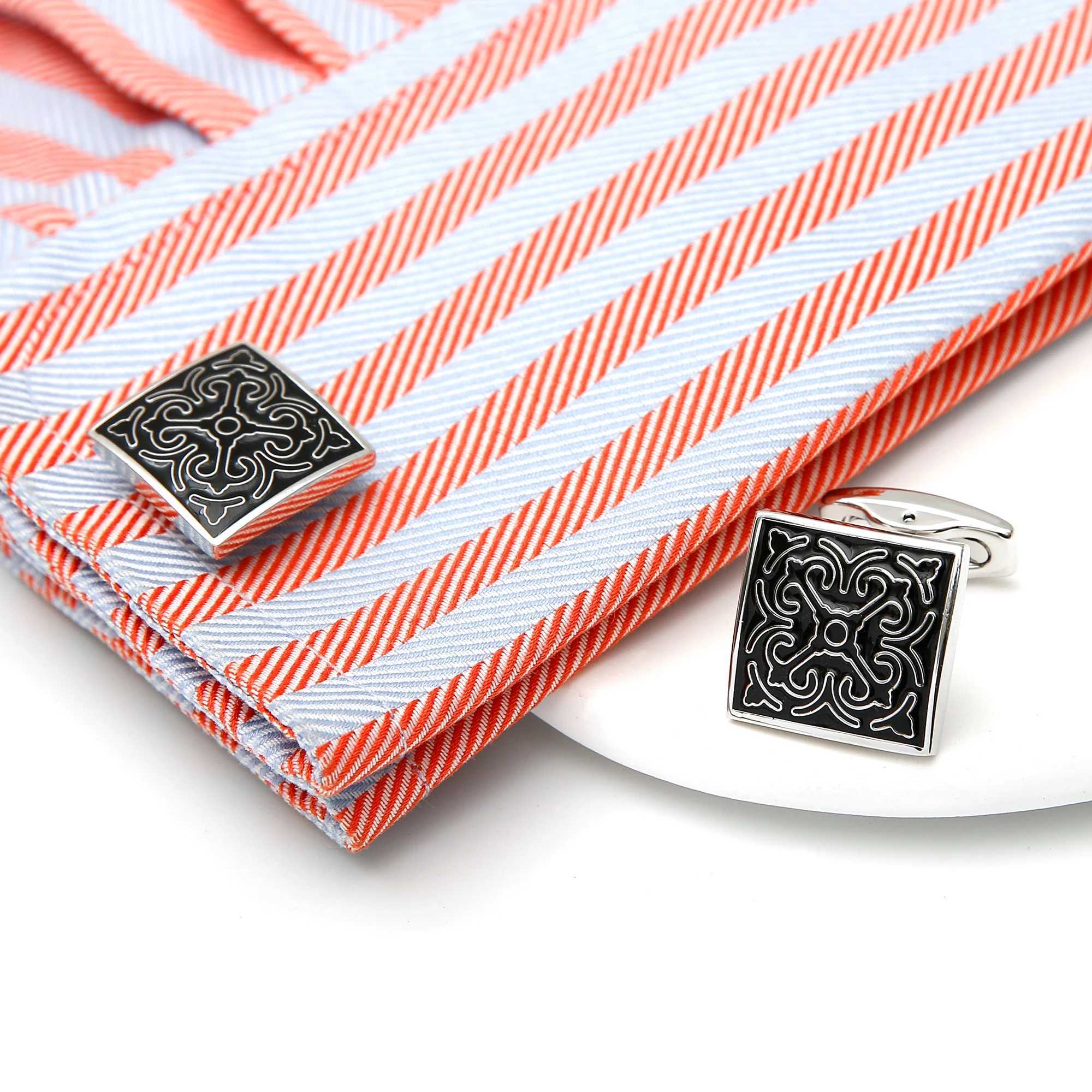 Cufflinks for Men TOMYE XK24005 Fashion Blue Black Pattern Buttons Casual Formal Dress Shirt Cuff Links Wedding Gifts Jewelry W250606