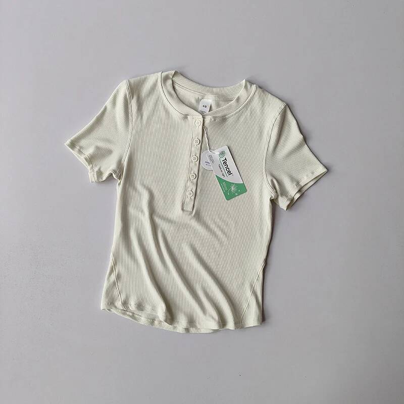 Lanjing Modal Henry Shirt Yoga Sport Top for Women Slim Breathable Fiess Spring and Summer Short Sleeve Clothing