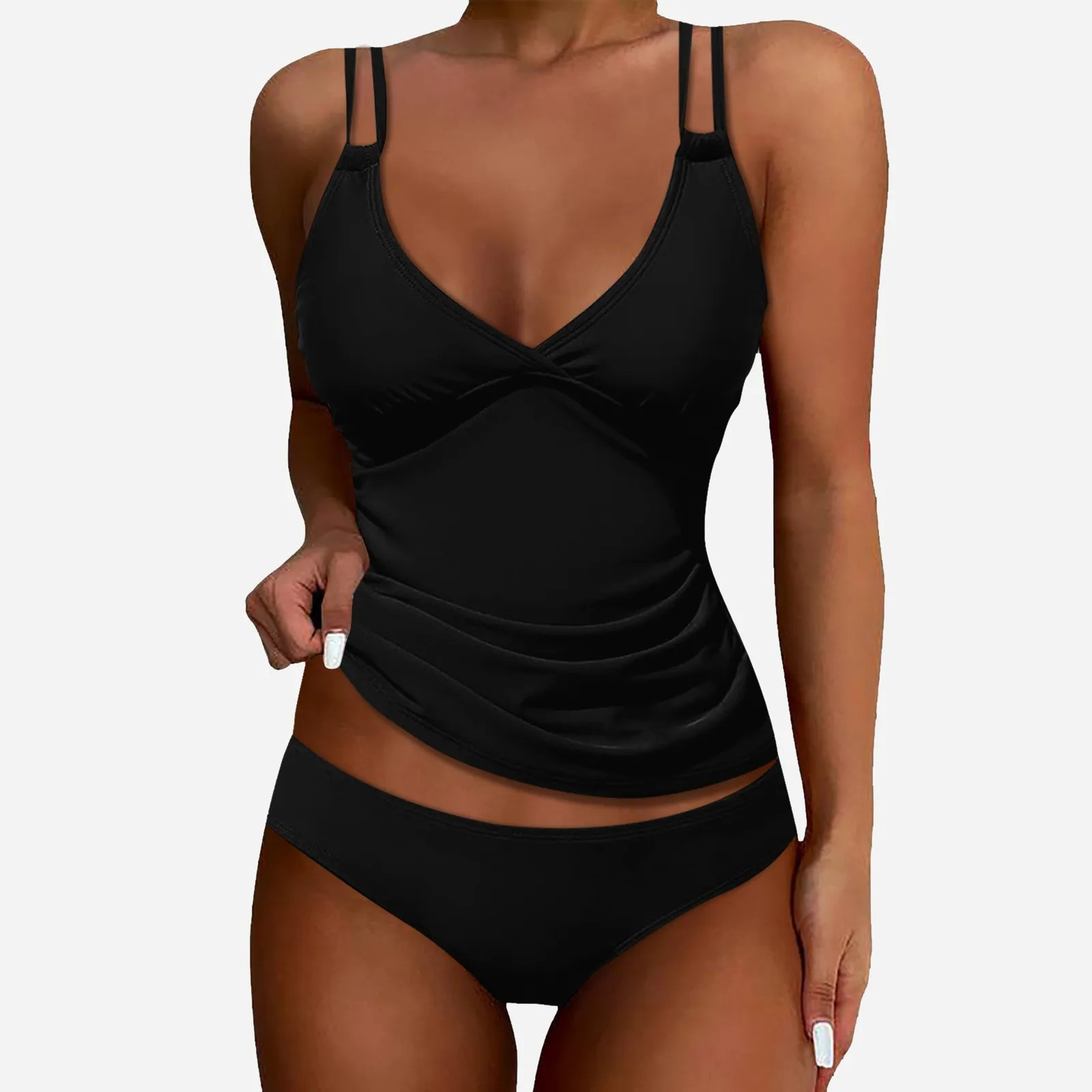 Bathing Suits For GirlS Solid Color Split Swimsuit Deep V Sexy With Chest Pad European And Backless Ropa De Mujer 250530