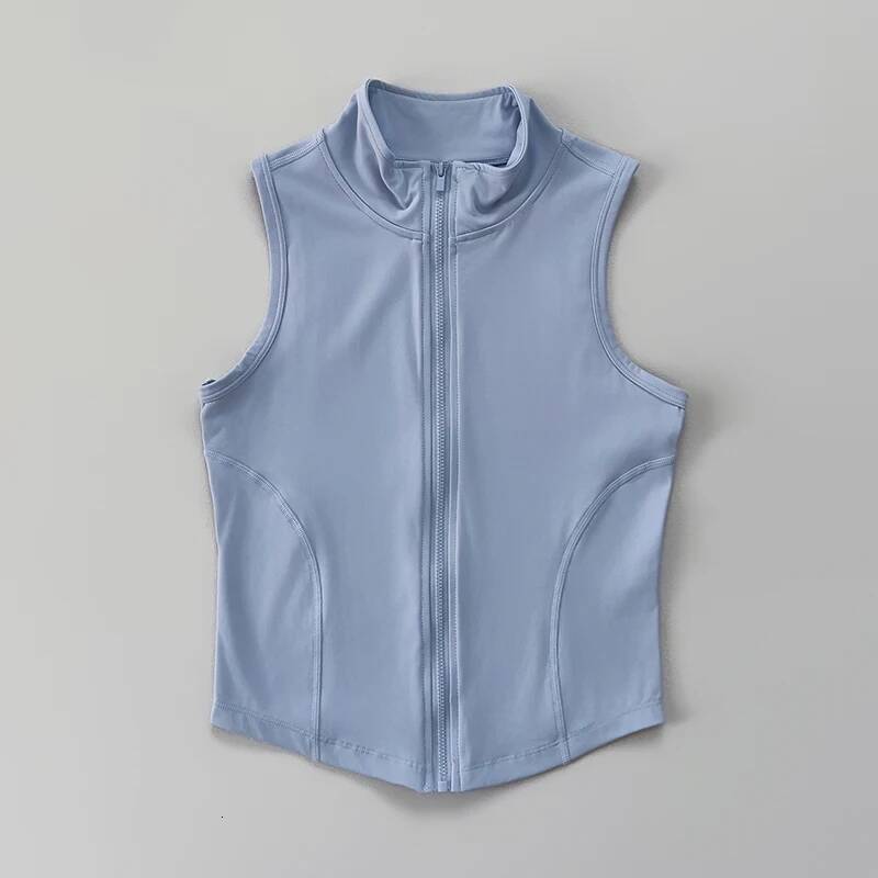 Women's yoga, fiess, sports clothing, sleeveless stand-up collar, zipper exercise vest, slender yoga and fiess vest