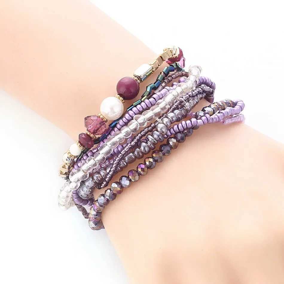 Multilayer Elastic Weave Bracelet Set with Colorful Beads - Bohemian Stackable Bangles for Women - Trendy Jewelry Gift W250606