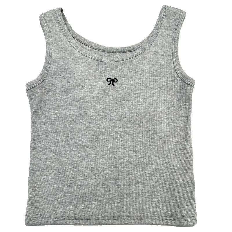 Women's Embroidered Vest Sweet Spicy Slimming Screw Thread Strapless Top Knitted Summer Cotton Outerwear From China