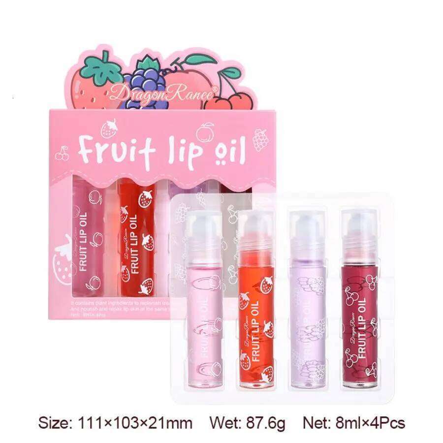 Rolling Bead Lip Oil Set of Four Moisturizing Lotion, Hydrating Roller Ball Mouth Oil, Anti-Drying, Colorless and Transparent free shipping