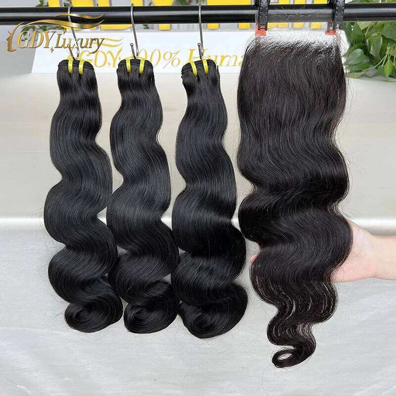 Super Double Drawn Body Wave Bundles With Real HD Lace 4x4/5x5 Closure 13x4 Frontal Raw Hair Vieam Bundlese Thick End