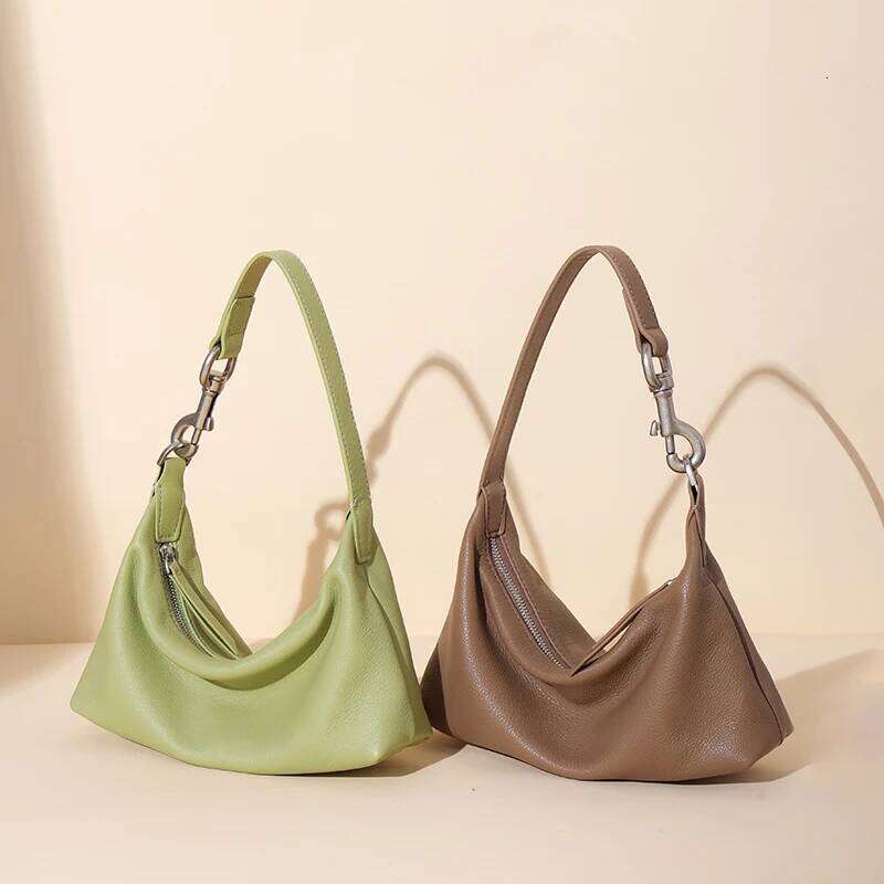 Designer Bags 2025 Women's Cow Leather Shoulder Bags Ladies Fashion Designer Handbags Female Retro Underarm Natural Cowhide Crossbody Bag Luxury 