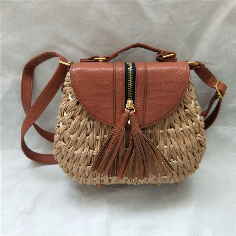Small Fresh Crossbody Straw Bag Beach Vacation Leisure Shoulder Womens Woven Bag 250605