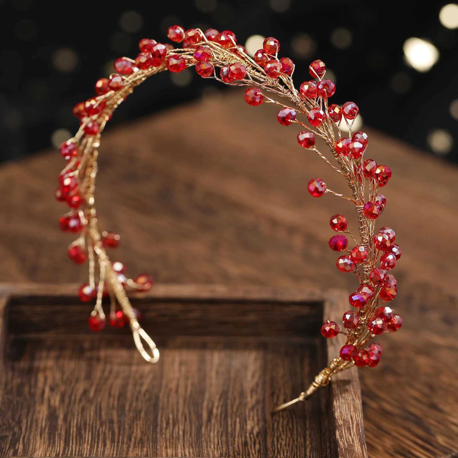 Elegant Crystal Headbands White/Red Beaded Hairbands for Bride Wedding Women Girls Birthday Party Hair Jewelry Accessories Z250605