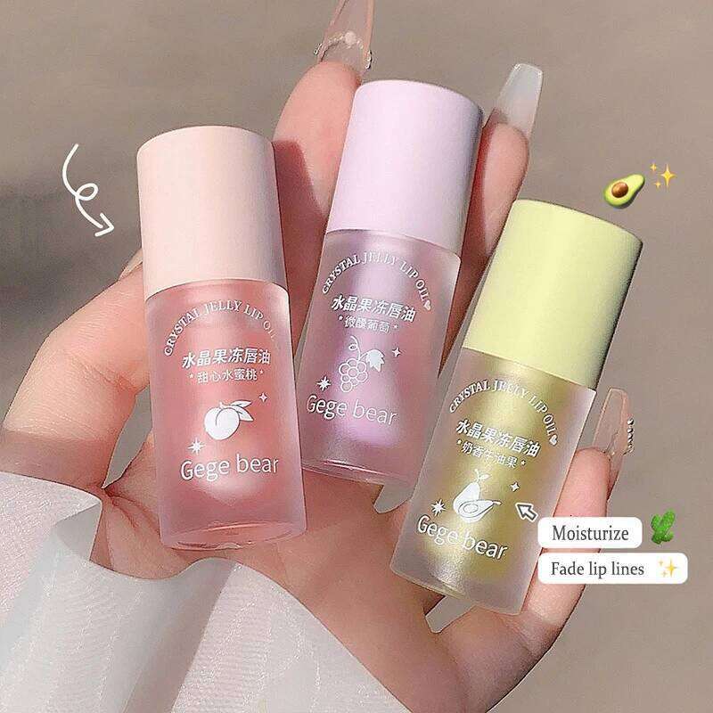 Crystal Jelly Oil Hydrating Plumping Coat For Lipstick Lipgloss Tinted Clear Plumper Serum Care Fruit Lip Balm free shipping