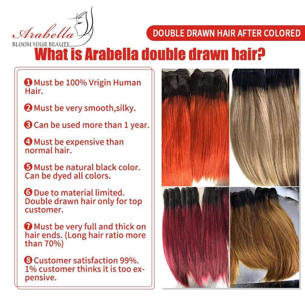 Super Double Drawn 4x4 Transparent Lace Straight Arabella Virgin Hair Weave Bundles With Closure